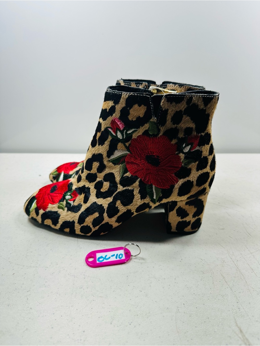 Kate Spade New York Langton Leopard Calf Fur Floral Booties Woman US 5,5